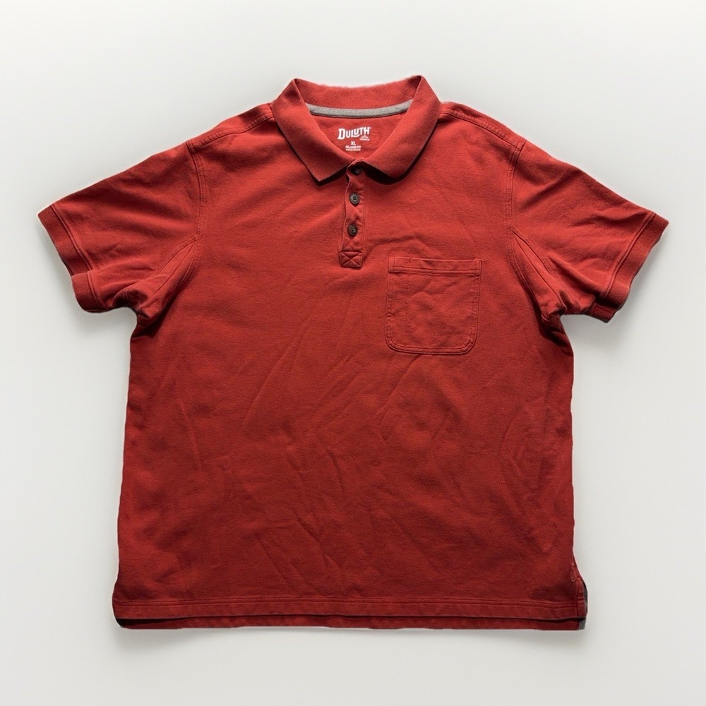 Duluth Trading Co Short Sleeve Polo Shirt Mens XL Red Relaxed Fit Casual Utility